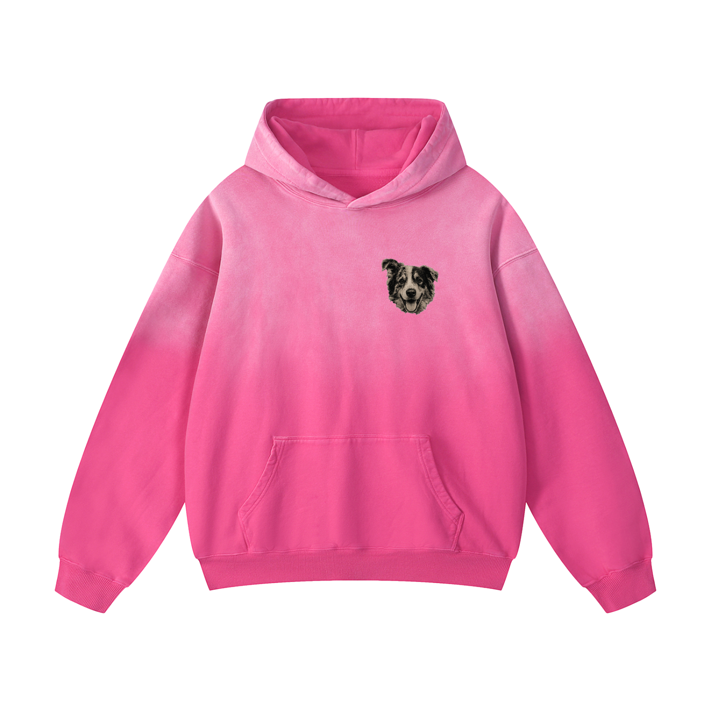 Custom Dog Face Sunfade Oversized Hoodie