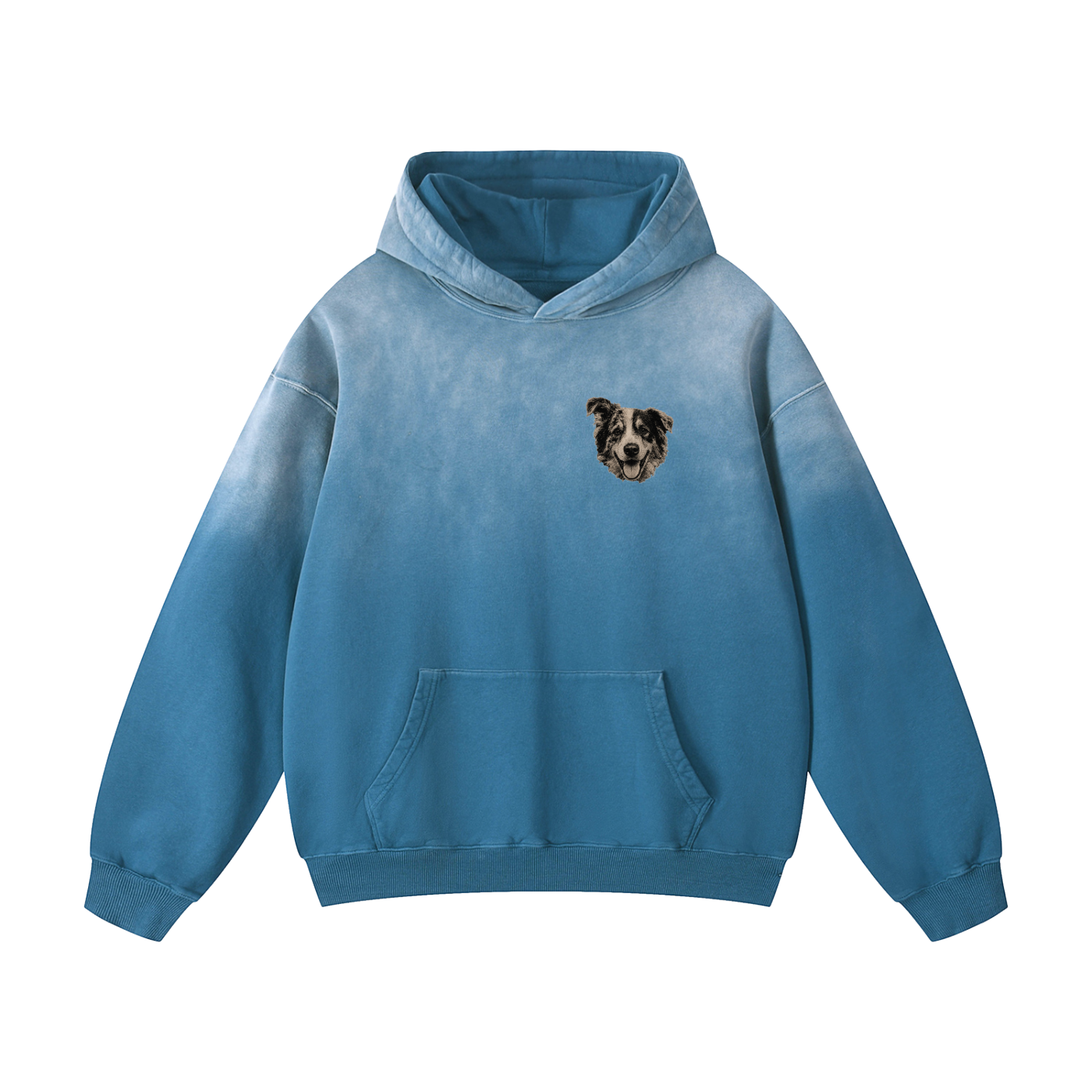 Custom Dog Face Sunfade Oversized Hoodie
