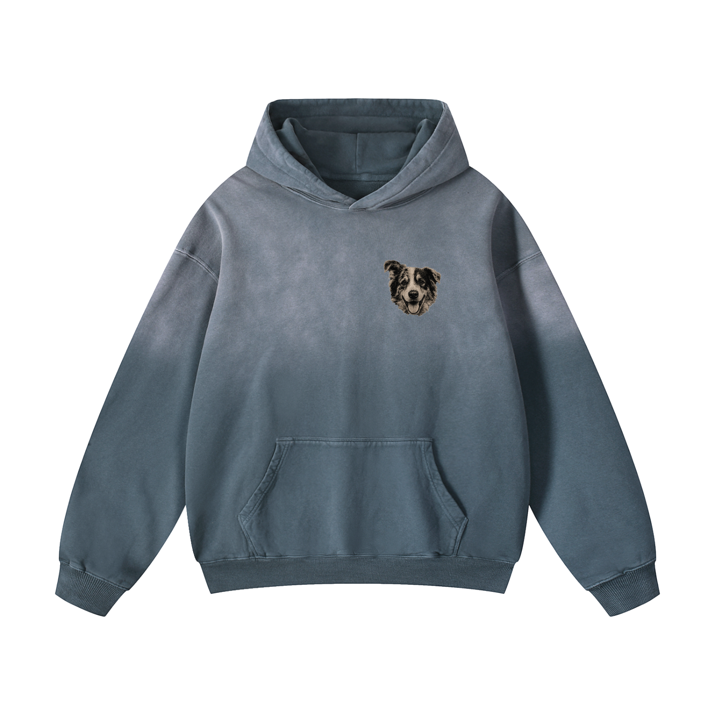 Custom Dog Face Sunfade Oversized Hoodie